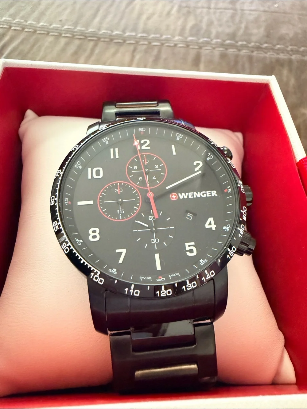 Wenger Black and Red Attitude Chrono Stainless Steel Men's Watch